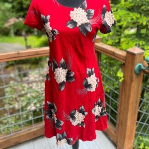 Beautiful Bright Red Dress with Flowers